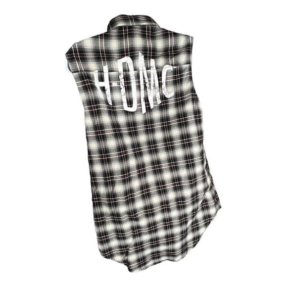 Harley Davidson Women's HDMC Sleeveless Plaid Button Down Shirt Black Medium NWT - Picture 3 of 11